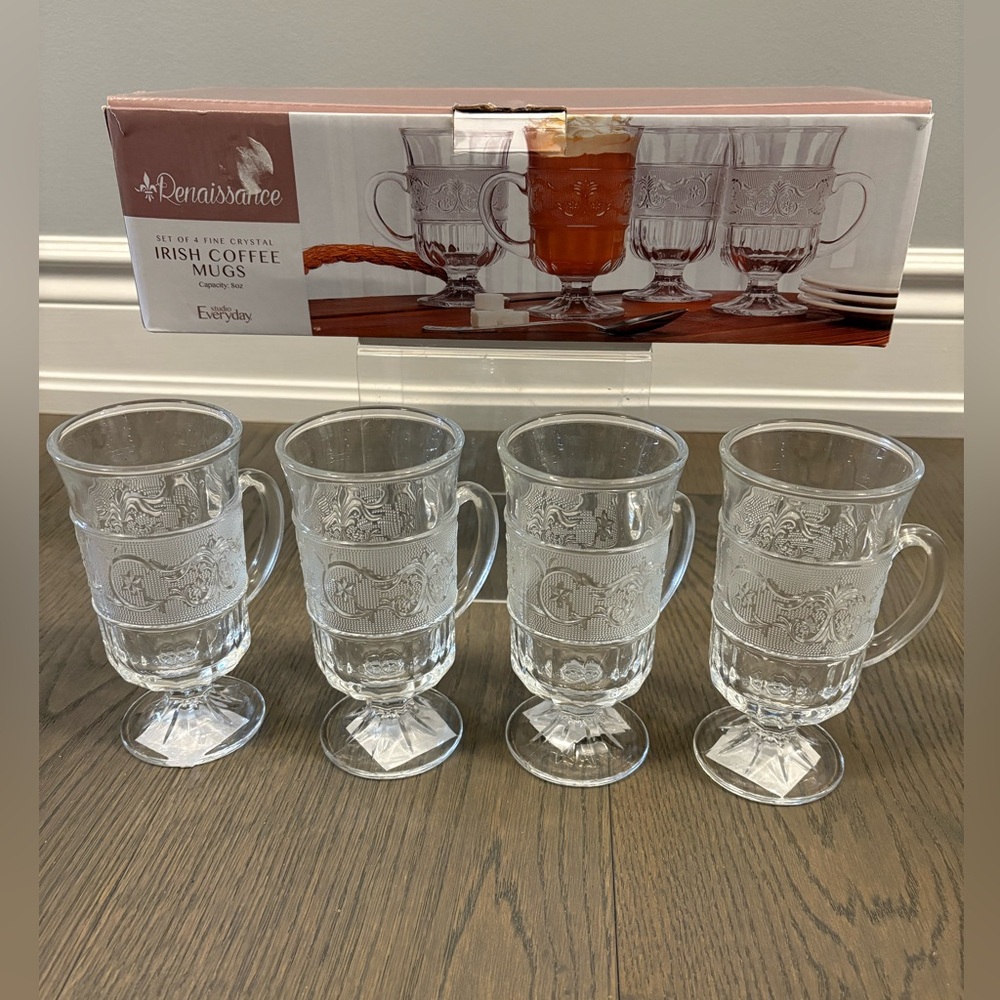 Bowring brand fine crystal Irish mugs 8 oz new in box ret $125
